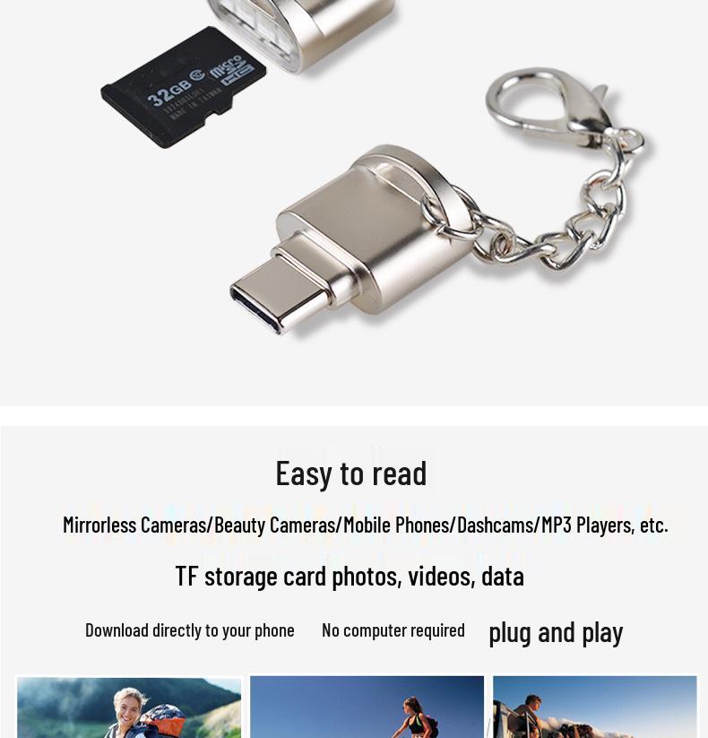 Mini-Metall-TF-Kartenleser für USB-C & Android-Geräte