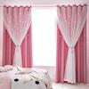 Double Layers Romantic Sheer Kids Children Girls Curtains with Hollow Out Stars for Living Room Bedroom Windows Drapes