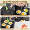 Egg Frying Pan Non Stick 4-Cup Burger Steak Pancake Sausage Omelet Breakfast Cooker Pan with Long Handle Cooking Tool