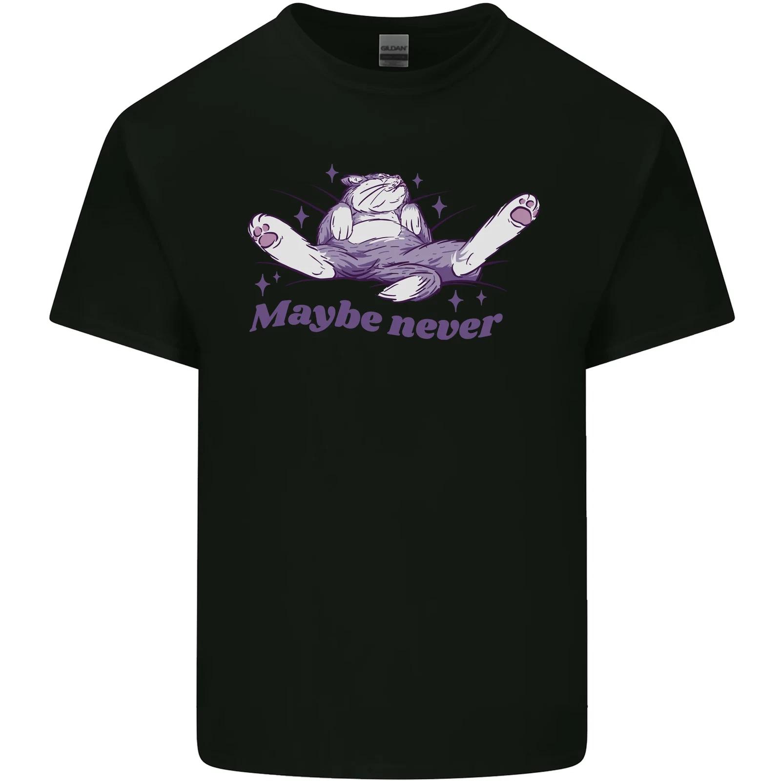 Maybe Never Lazy Cat Sleeping Kids T-Shirt Childrens S