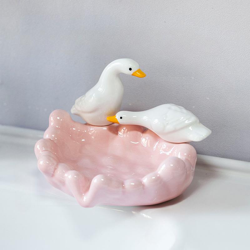 

1шт керамическая мыльница милая утка держатель для мыла в ванной комнате анти-водяная стойка украшение для мытья стола
