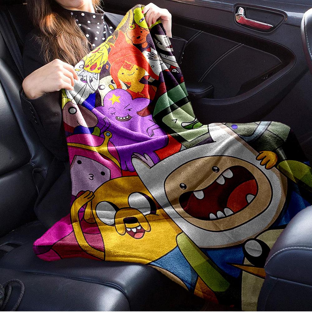 1pc Flannel Throw Blanket, Adventure Time,Cartoon Characters,FriendshipPattern Printed Blanket, Warm Cozy Soft Blanket For Couch Bed Sofa Ca
