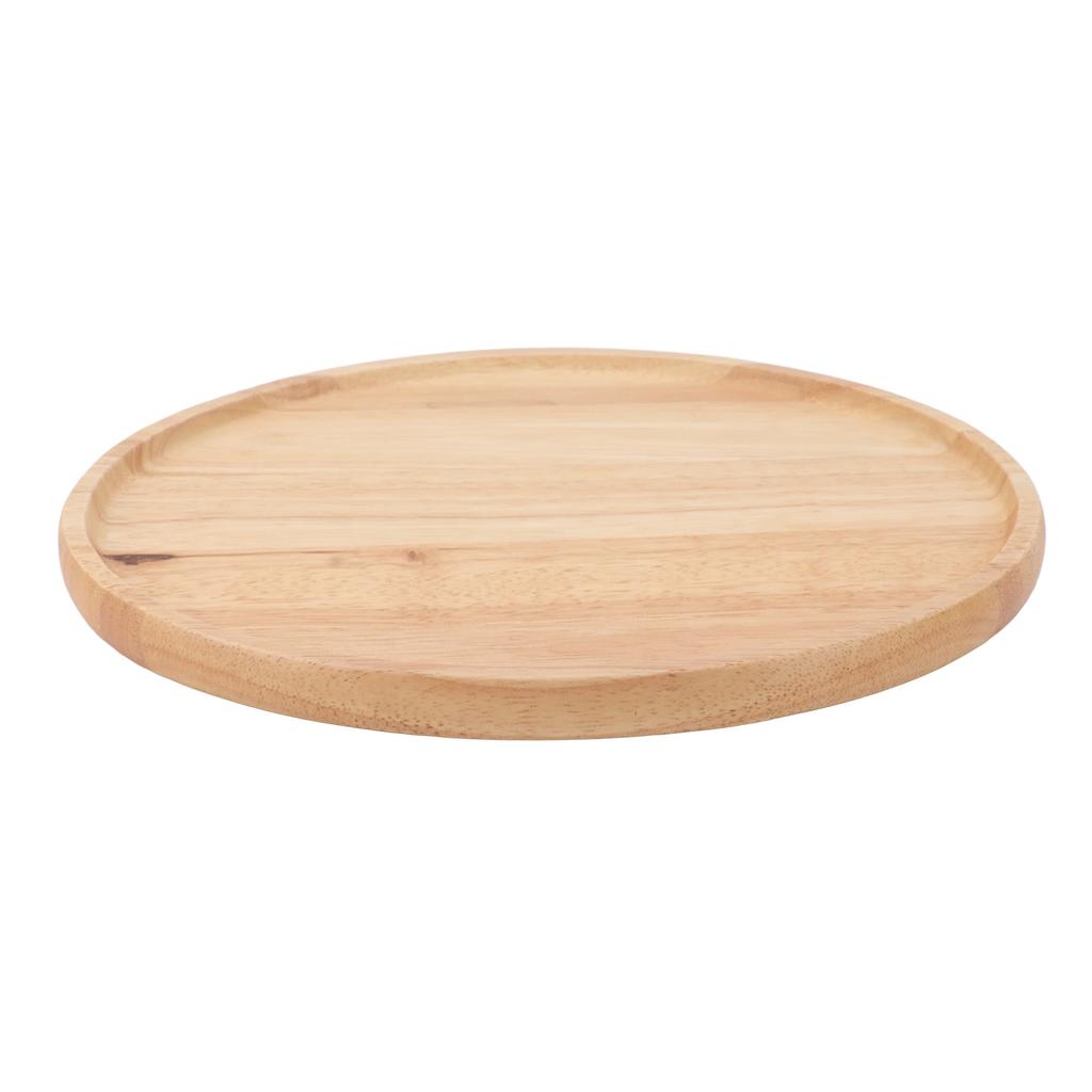 Round Wood Tray 30cm Simple Style Stable Serving Tray for Breakfast Pizza Fruit Snacks