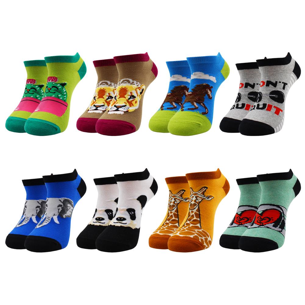 8 Pairs Funny Harajuku Casual Fashion Beer Grid Cotton Women and Men Ankle Socks