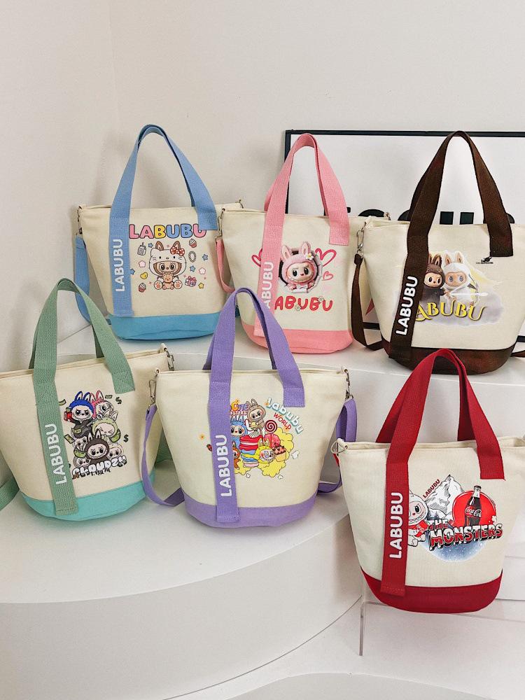 Cartoon Canvas Crossbody Tote Bag: Women's Versatile Shoulder & Lunch Bag