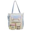 women's 2025 new cute color matching college style shoulder bag for junior high school students, large-capacity tote bag tide