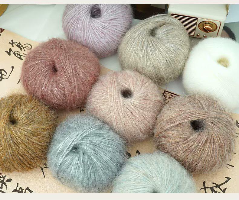 Blue Tear Spray Mohair Yarn: Gold-Thread Starry Sky Series for Chunky Knit Scarves