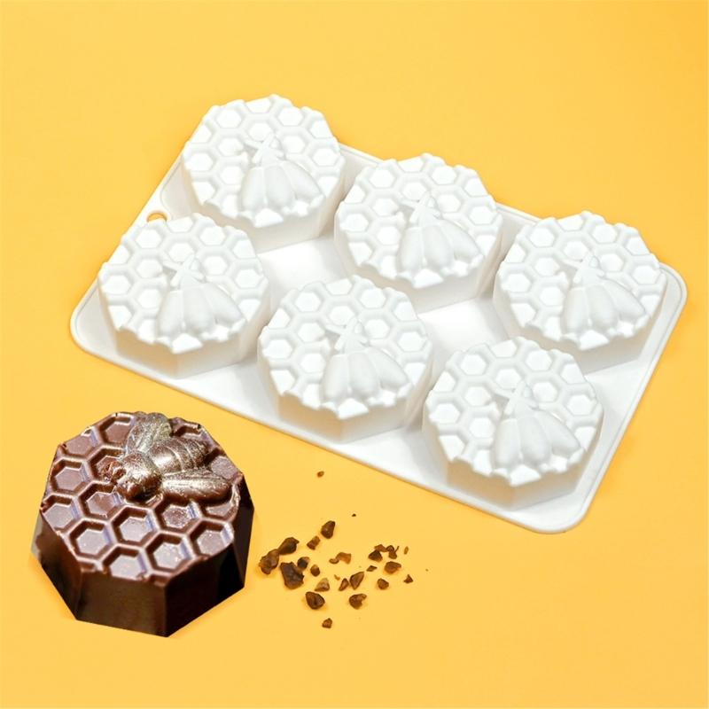 6-cavity Honeycomb Silicone Mold Fondant Mousse Cake Mold DIY Pastry Chocolate Mold Baking Decorating Tool Nonstick