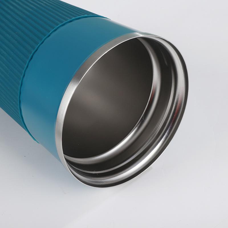 Přenosný izolovaný kožený hrnek na kávu - nerezová ocel 304, ideální do auta nebo na dárky