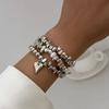 3-Piece Set of Heart-Shaped Ccb Bracelet Set, European and American Trendy Fashion, Unique Design, Niche Internet Celebrity Ins Jewelry