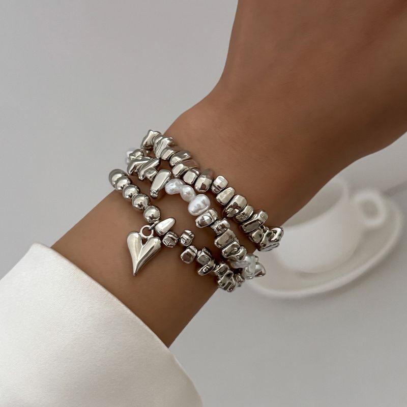 3-Piece Set of Heart-Shaped Ccb Bracelet Set, European and American Trendy Fashion, Unique Design, Niche Internet Celebrity Ins Jewelry
