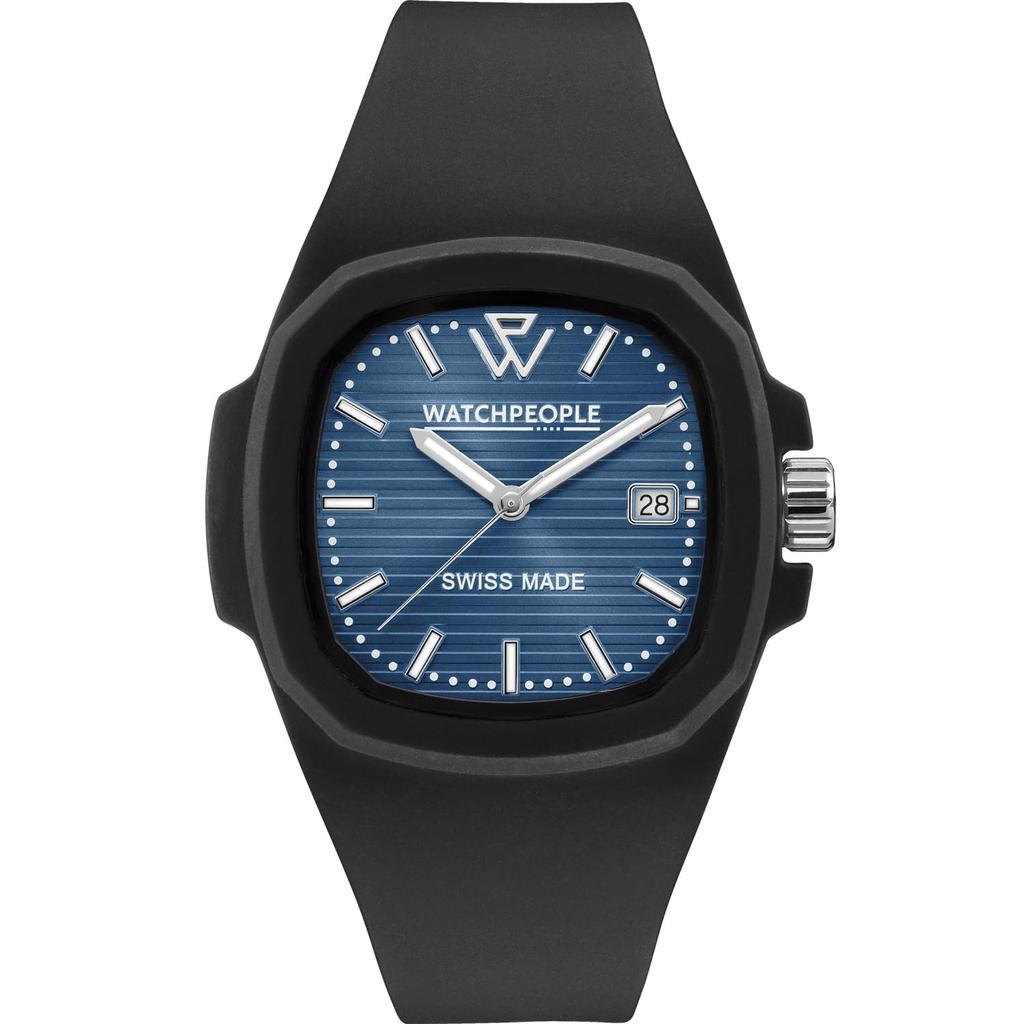 Herrenuhr Armbanduhr WP4 700333 Zeitlos Blaue Linie Schwarzes Silikonarmband 44mm