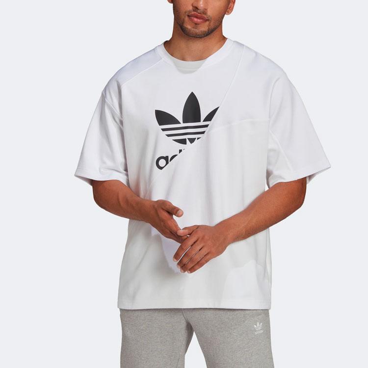 Adidas Originals Adicolor Tricot Interlock Bold T Logo Short Sleeve T-Shirt Men White Black HG1439