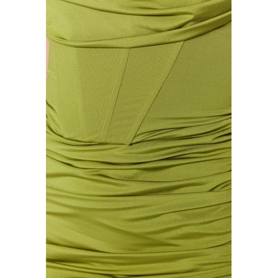 Figurbetontes, gefüttertes Kleid mit Korsett-Details