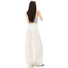 Spring Summer Three Proof Fabric Vintage Raised Side Seam Relaxed Slim Floor Saber Cut Wide Leg Denim Pants For Ladies Casual Oversize Denim Trousers