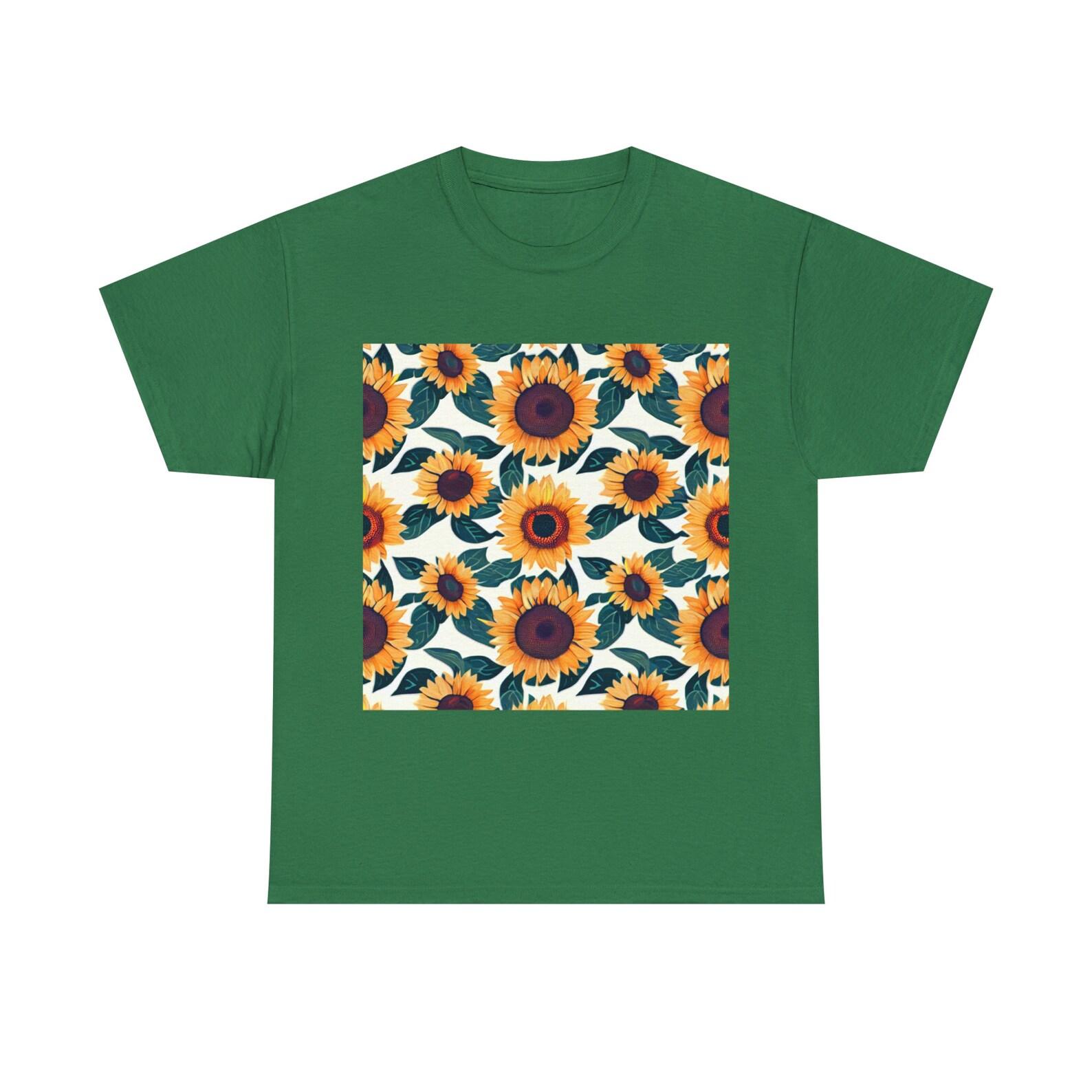 Sunflower Pattern Tee, Heavy Cotton Unisex Shirt 150