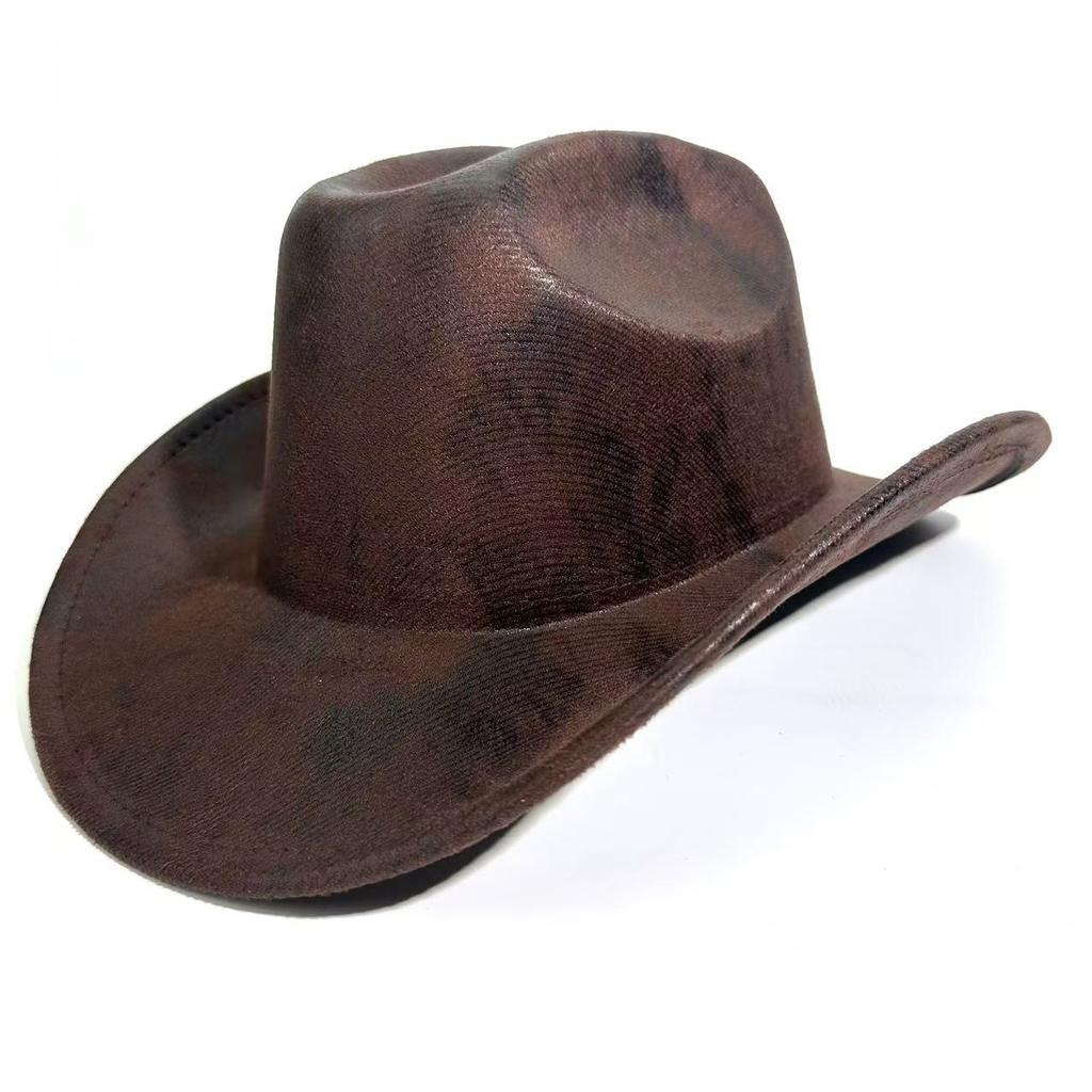Men and women autumn and winter big-brimmed top hat woolen one-word top western cowboy hat jazz hat