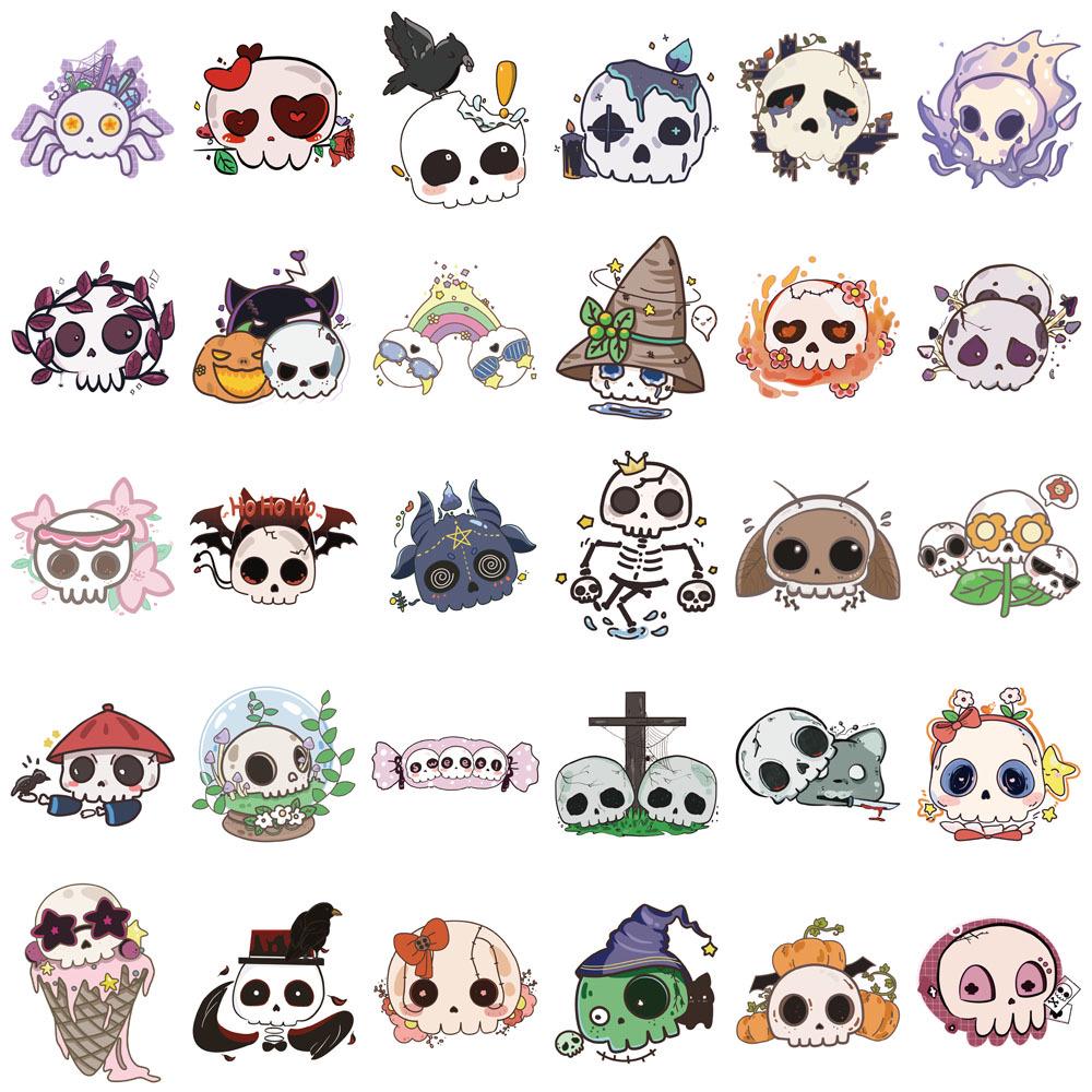 50 Halloween Groovy Skull Cartoon Stickers: DIY Phone Case & Notebook Decorations