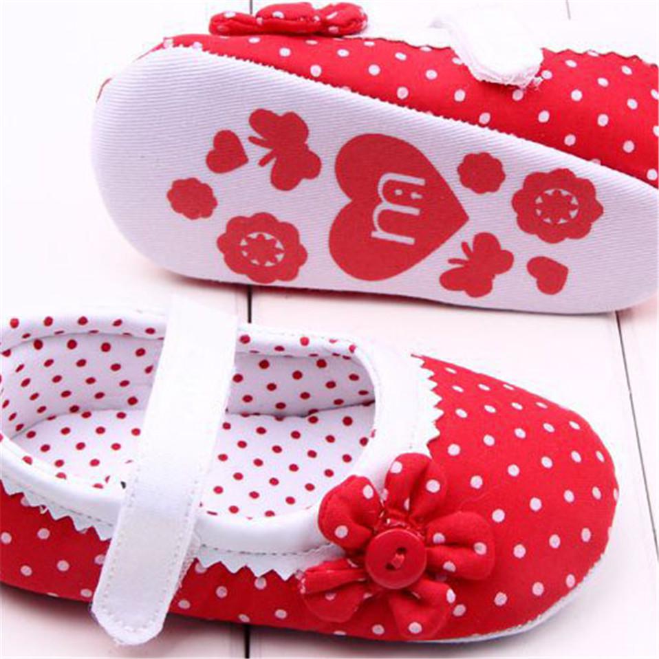 Pantofi pentru fete Printesa Puncte Flori Bumbac Pantofi pentru patut bebelusi Talpa anti-alunecare First Walker