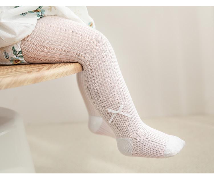Girls' Ultra-Thin Mesh Breathable Baby Leggings with Bow