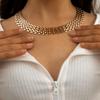 IngeSight.Z Vintage Multi Row Chunky Thick Wide Choker Necklaces Collar Gold Color Chain Clavicle Necklaces for Women Jewelry
