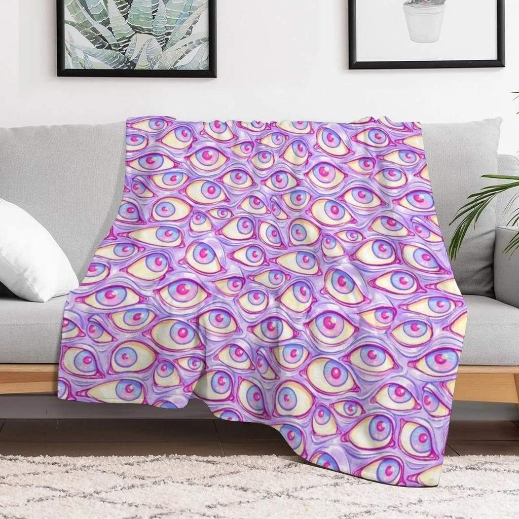 Wall of Eyes in Purple Throw Blanket anime Single Thins Tourist Blankets