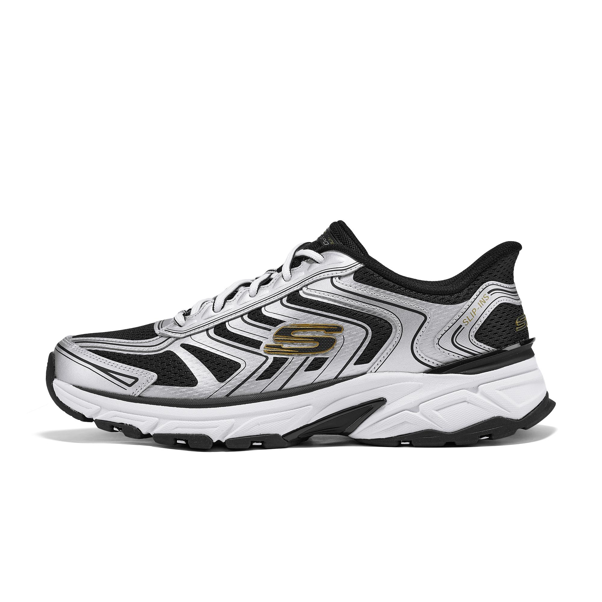 Skechers Silver Wing Slip-On Shoes Retro Versatile Comfortable Casual Sports Trendy Lightweight Low-Top Lifestyle Shoes Men sneaker 233150-SLBK 41.5