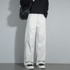American casual pants trendy brand ruffian handsome pleated and thin design casual pants retro solid color versatile straight wide-leg pants