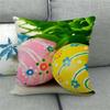 Easter Cushion Cover Cute Bunny Eggs Printed Pillow Covers 18x18 Inches Easter Decorations Hare Rabbit Flower Linen Pillowcase