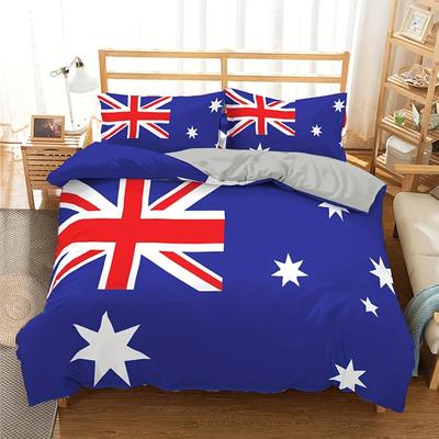 Australijos valstybinės vėliavos rašto antklodės užvalkalų rinkinys Visų sezonų minkštas kvėpuojantis mikropluošto patalynės komplektas miegamajam, bendrabučio kambariui
