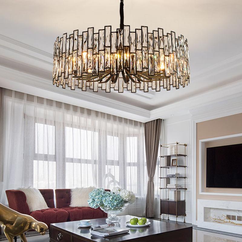 New LED Crystal Chandelier Lamp Luxury Black Lustre Kitchen Island Chandeliers Living Room Dining Home Ceiling Lighting Fixtures