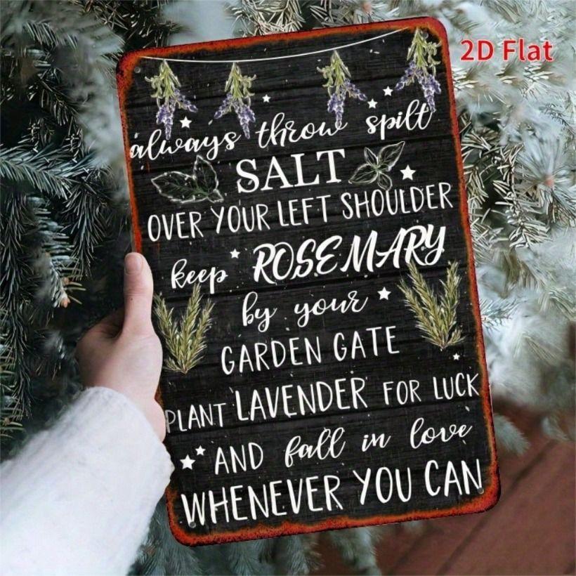 Metal Poster Wall Art, Witch Garden Quote, Rustic Flower Star Decor