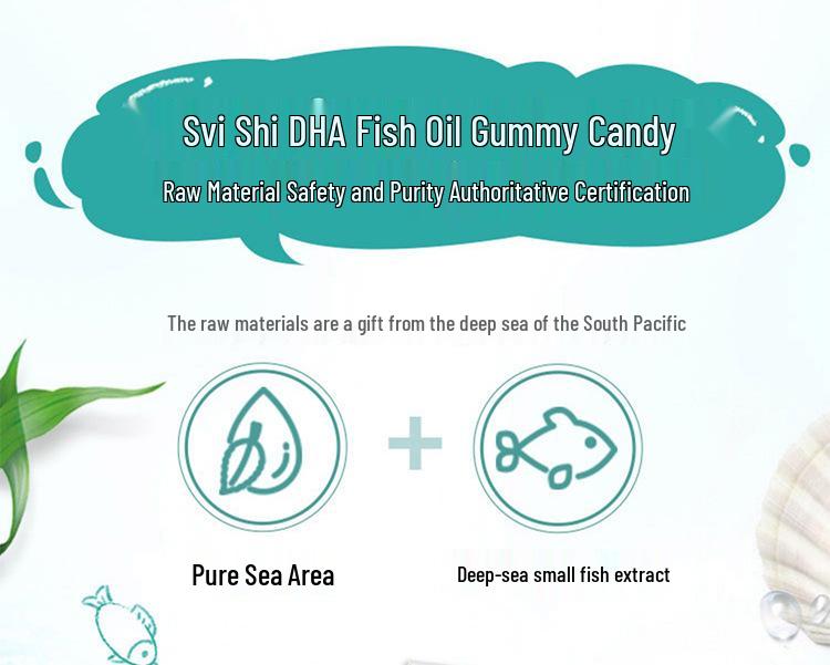 S.wisse DHA Fish Oil Gummies for Kids - Orange Flavor, 40 Count, Eye & Brain Supplement