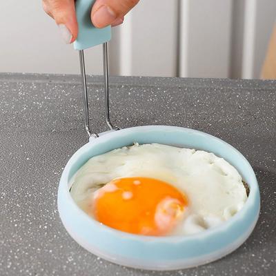 2 Pieces Durable Silicone Round Fried Eggs Mold Scald-proof Handle Heat-resistant Omelet Mold Thickened Fried Egg Maker Patties