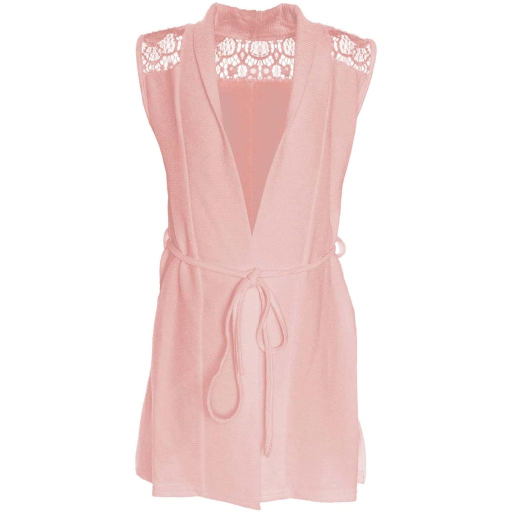 Girls Cardigan with Lace and Bow Belt