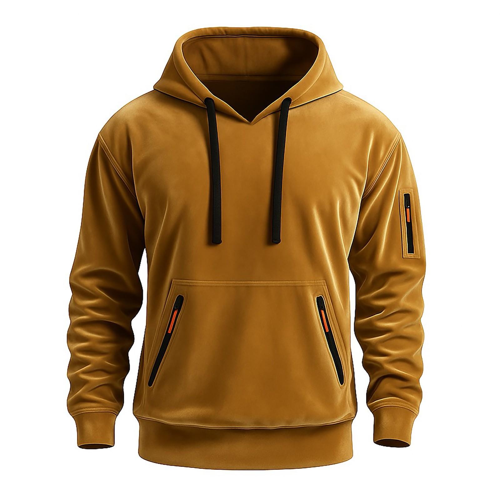 

Spring And Fall Men s Outdoor Casual Standing Collar Long-sleeved Sweater Hoodies Tops L коричневый