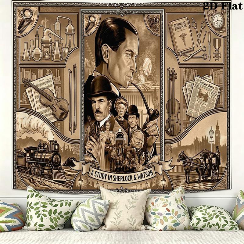 Tapisserie murale Sherlock Accroche murale esthétique Couverture en tissu imprimé Tapisseries décoratives pour chambre à coucher salon décoration intérieure
