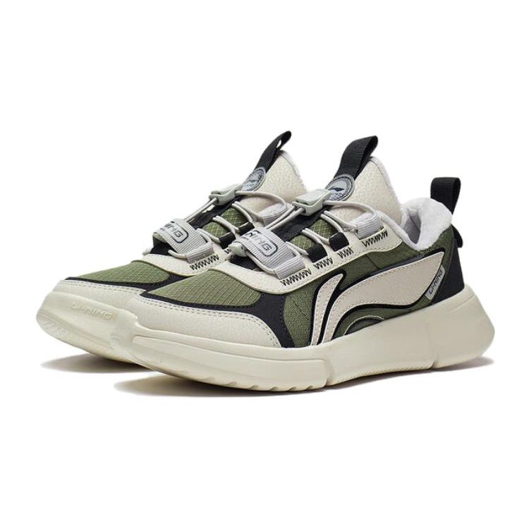 Li Ning Youth  Childrens Sports Trend Shock Absorbing Lightweight Non-Slip Anti-Kick Casual Shoes Kids Casual Shoes Gray Green YKCS192-43