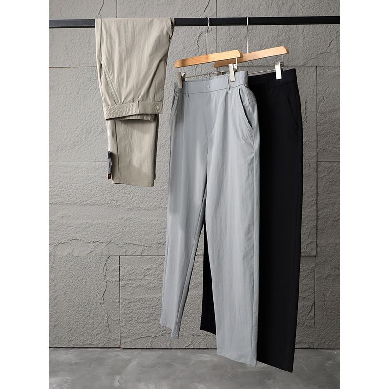 Outdoor Business Casual Thin Stretch Cool Feeling Ice Silk Leggings Men's Summer Straight Pants Foreign Trade Men's Trousers Quick-Drying Trousers