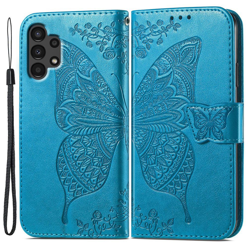 Klapphülle für Samsung Galaxy A13 4G, Schmetterling, blau