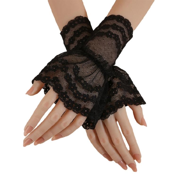 

Elegant Lace Sleeves For Nails Art Photography Soft Sheer Fabric Comfortable Elastic Wrist Covers чорний