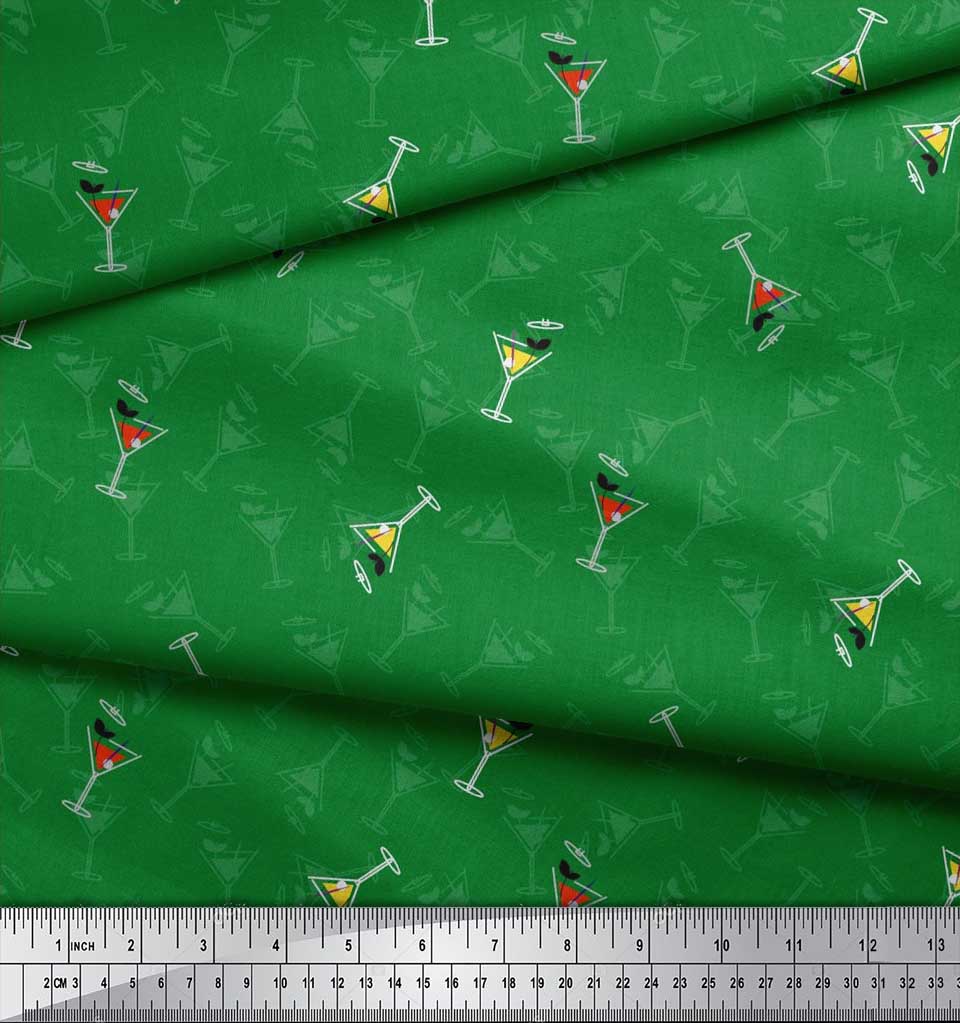 Soimoi Purple Japan Crepe Satin Fabric Glass,Straw & Drinks Summer Designs Fabric Prints By Metre 42 Inch