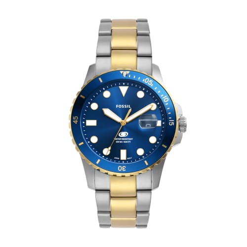 FOSSIL BLUE DIVE Three-Hand Date Two-Tone Stainless Steel Watch