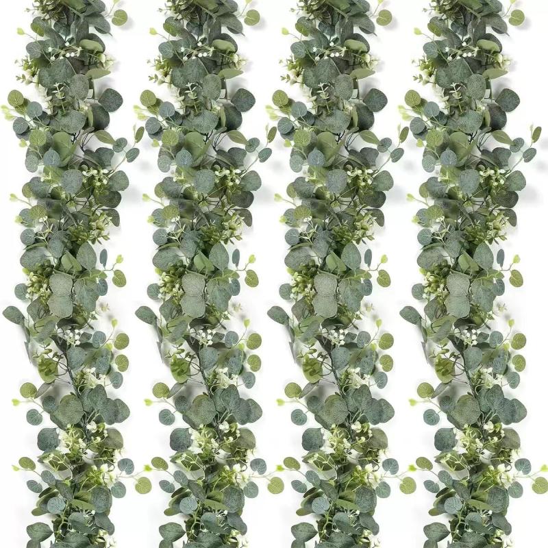200cm Artificial Eucalyptus Lemon Garland Faux Floral Hanging Vine Rustic Greenery Wreath for Home Wedding Party Decor