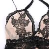 Luxurious embroidered sexy babydoll lingerie and shorts loose sheer for women [AQURAD] set, fit, S-XL camisole, high-end look, cute, (beige)