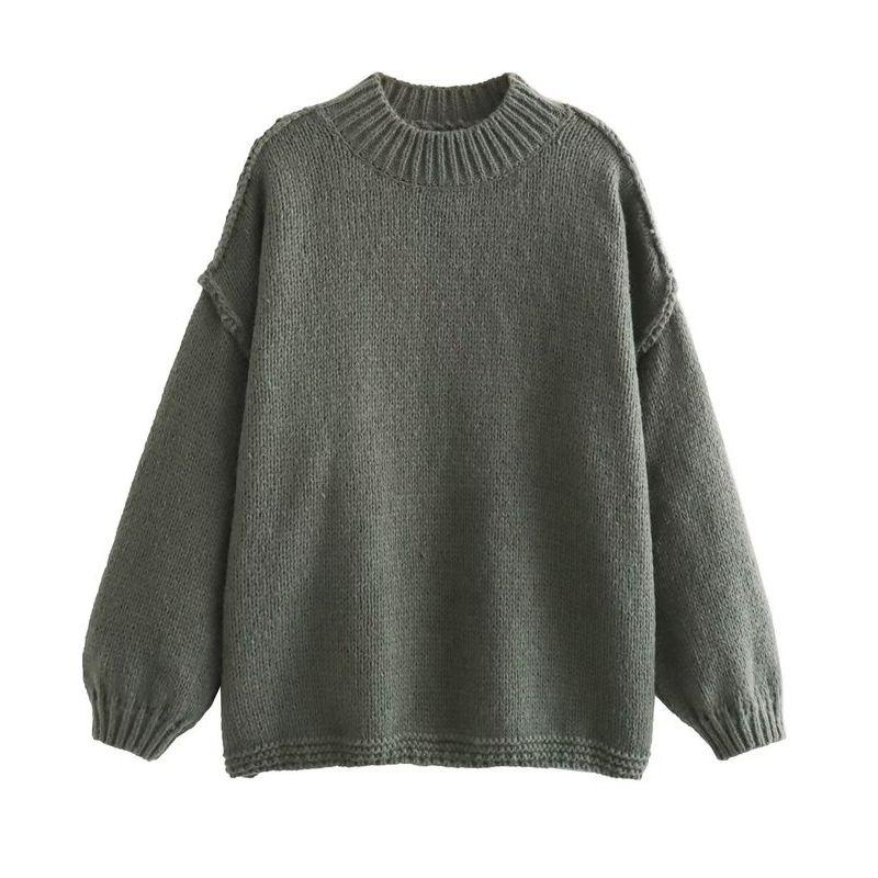 Fashion Style 2023 New Fall Women's Clothing Lazy Style Long Sleeve Easiest for Match Loose Seam Long Sleeve Loose Sweater