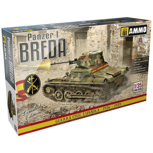 AMMO of MIG Jiminez 1/35 Scale Plastic Model Kit, Spanish Civil War, Spanish Rebel Panzer I Breda, 1936-1939, AMO-8506, Molded in Color
