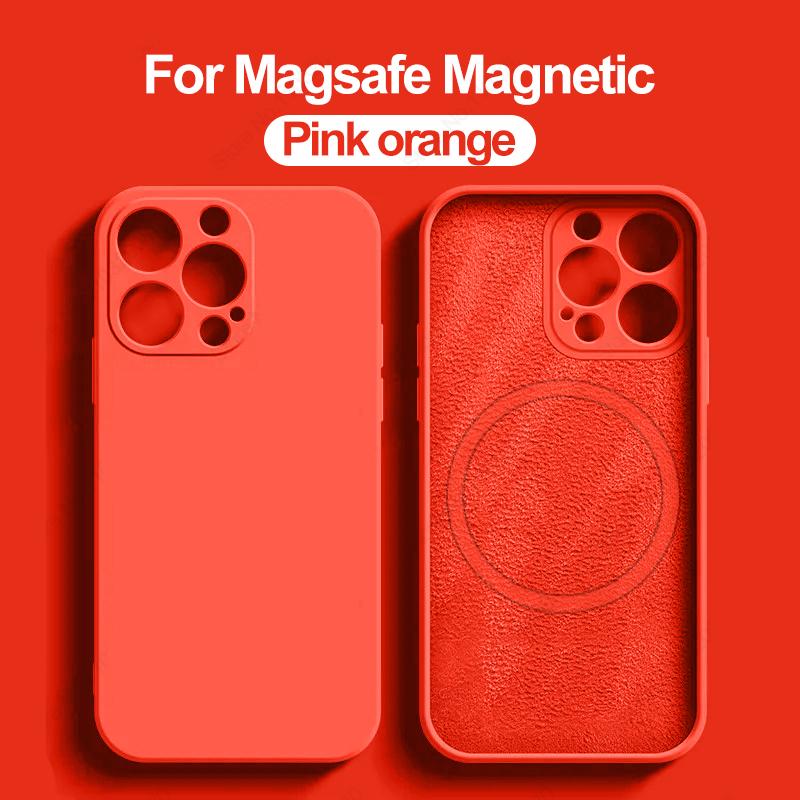 Pour étui magnétique Magsafe Pour 16 15 14 13 12 11 Pro Max 16 Plus Silicone Liquide Charge sans fil Housse Accessoires pour téléphone