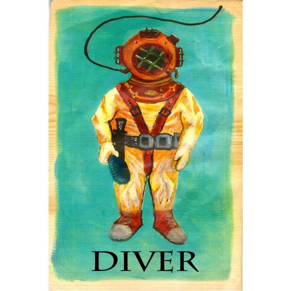 Vintage Tin Sign Diver Submarine Nautical Metal Poster Wall Art Decor For Home Bar Office
