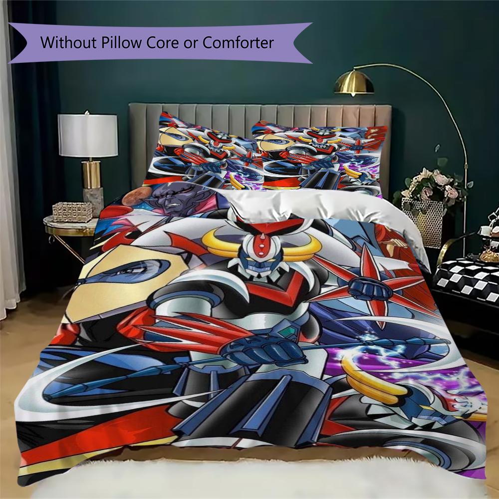 Grendizer Goldorak Pattern Bedding uilt Set uilt Cover Pillowcase Home Decoration Birthday Gift (1 * duvet cover + 2 * pillowcase without core)30